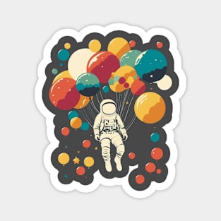 Astronaut flying with balloons Magnet