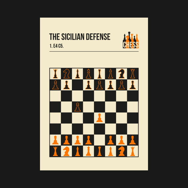 The Sicilian Defense Chess Opening Vintage Book Cover Poster Style by jornvanhezik