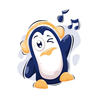 Penguin Listening Music T-Shirt