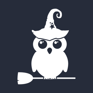 Adorable Witch Owl On Her Broom T-Shirt