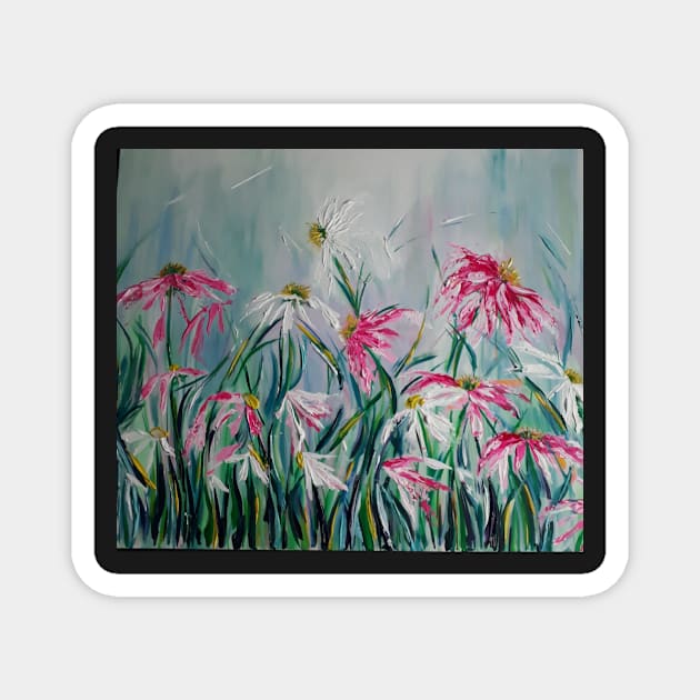 Pink and white daisies Magnet by myboxerdog