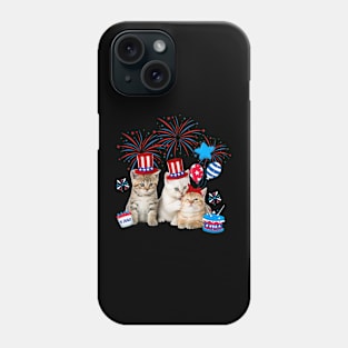 Independence Three Cat Happy 4th Of July US Flag Patriotic Cats Phone Case