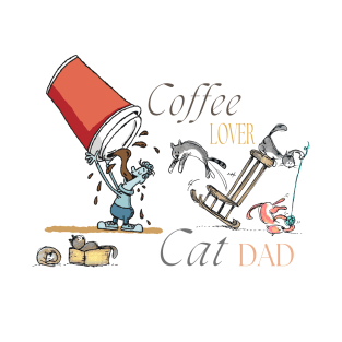 Coffee Lover Cat Dad T-Shirt