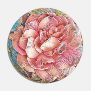 Drawing of pink rose flower Pin