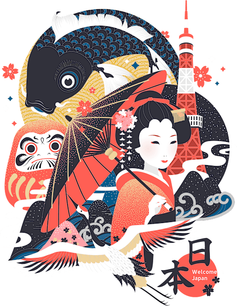 elegant japan concept Kids T-Shirt by Mako Design 