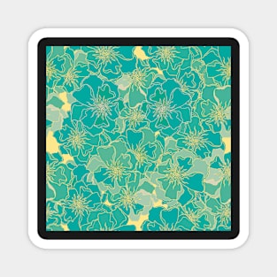 Flower pattern in turquoise, green and yellow colors , seamless Magnet