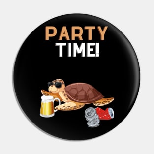 Party Time Turtle T Shirt Pin