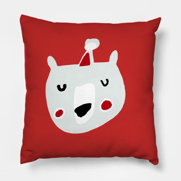 polar bear santa Pillow by bruxamagica