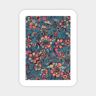 Sweet Spring Floral - soft indigo & candy pastels Magnet