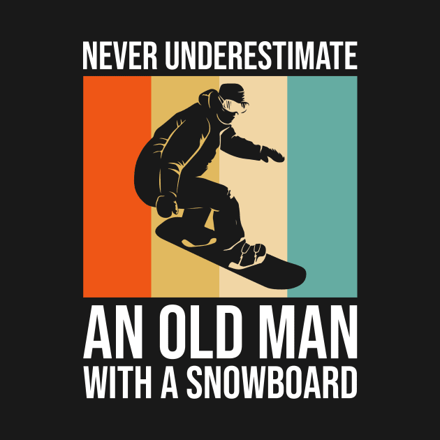 Never Underestimate An Old Man With A Snowboard Retro by DanYoungOfficial