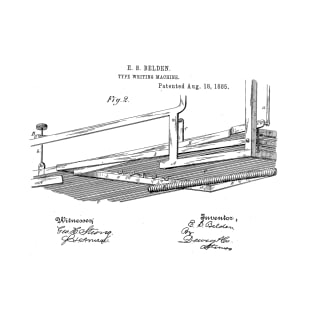 Type Writing Machine Vintage Patent Hand Drawing T-Shirt