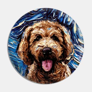 Red Goldendoodle Night (Portrait) Pin