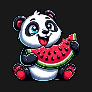 Panda with Watermelon Fruity Funny T-Shirt
