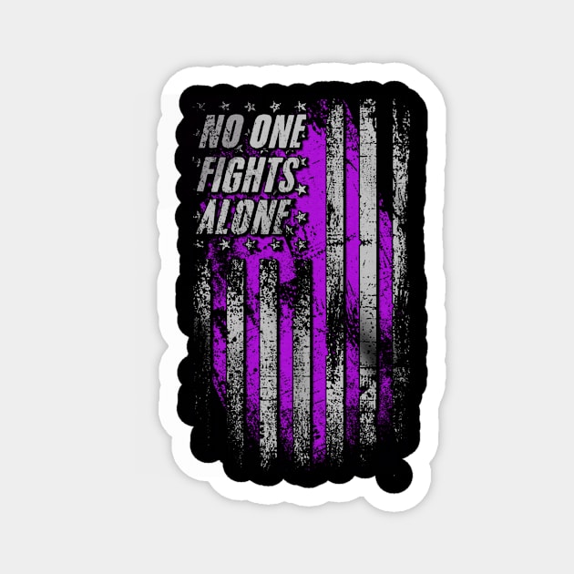 No One Fights Alone Alzheimers Awareness Peach Ribbon Warrior Magnet by celsaclaudio506