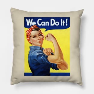 Traditional Restored Rosie The Riveter "We Can Do It" Print Pillow