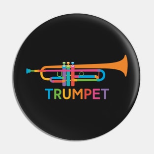 Vibrant Trumpet in Rainbow Colors Pin