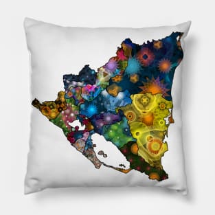 Spirograph Patterned Nicaragua Departments Map Pillow