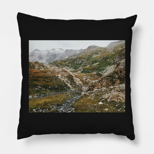 Greina High Plain in Grisons (Switzerland) on Cloudy Summer Day Pillow by visualspectrum