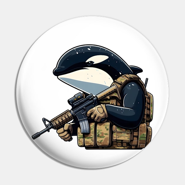 Tactical Orca Majesty Tee: Where Strength Meets Oceanic Elegance Pin by Rawlifegraphic
