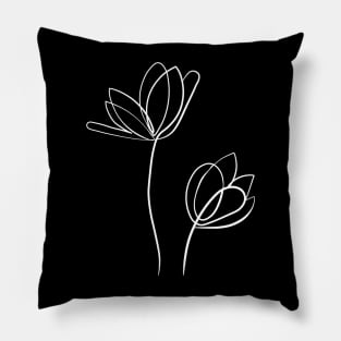 Charming Minimalistic Flower Line Art Pillow