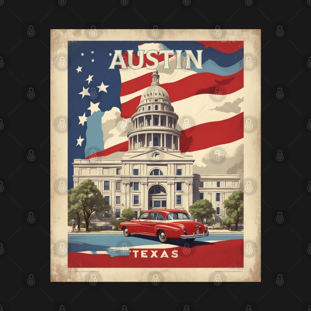 Austin Texas United States of America Tourism Vintage Poster by TravelersGems