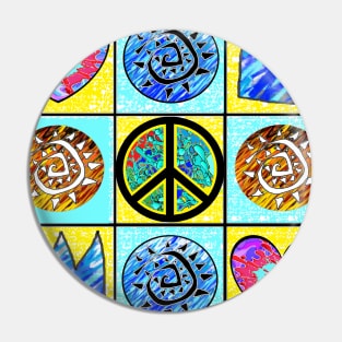 Peace, Love, Art and Hearts Pin