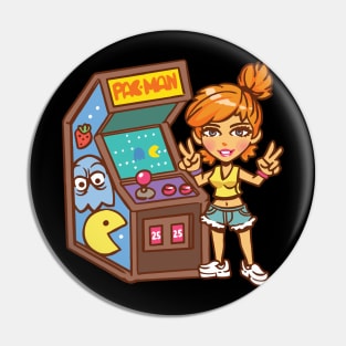 Retro Girl Arcade Pin