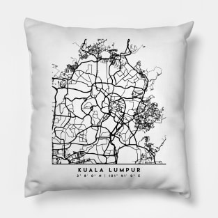 KUALA LUMPUR MALAYSIA BLACK CITY STREET MAP ART Pillow