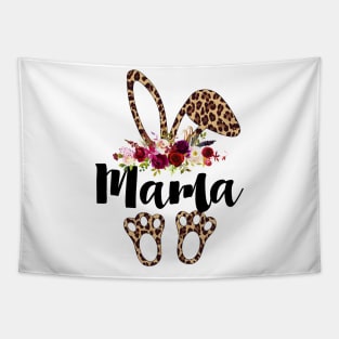 Mama Bunny Leopard Print Floral Matching Family Easter Mom Shirt Tapestry