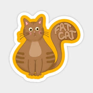 Cute Brown Fat Cat Art Magnet