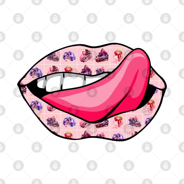 PASTRY AND CAKES LIPS WITH PINK TONGUE by iskybibblle