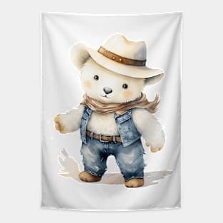 Polar Bear Wearing a Cowboy Hat Tapestry