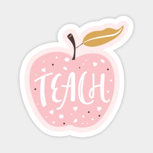 Teachtypography print. Quote design with apple. Magnet