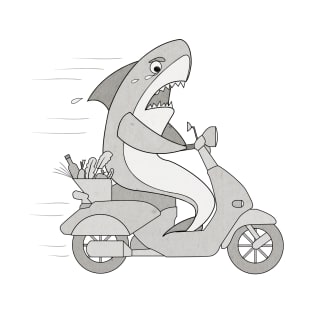 JAWS - Shark on a motorcycle T-Shirt