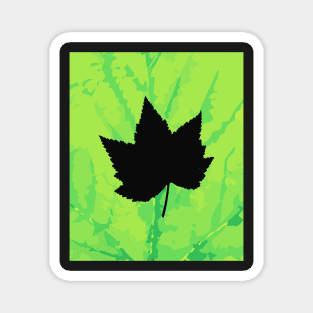 Maple leaf silhouette - Wood sign - The Five Elements Abstract  Symbol Magnet