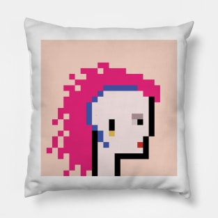 Pixel Art / Girl with a blue braid / ToolCrypto #7 Pillow