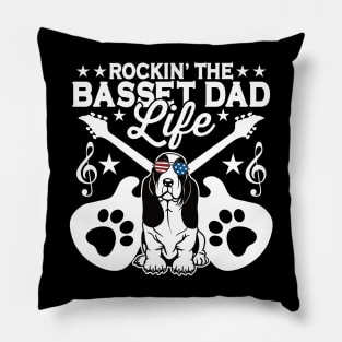 Rockin The Basset Hound Dad Life Dog Lover Guitar Musician Pillow