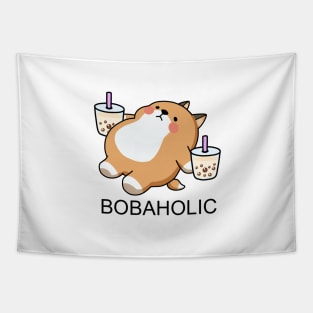 Lazy Bobaholic Shiba Loves Boba! Tapestry