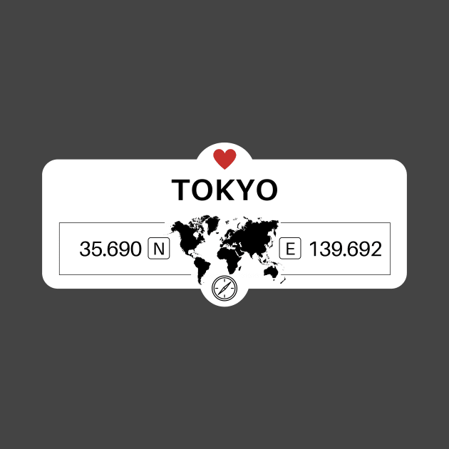 Tokyo - Japan - World Map with GPS Coordinates by HarryRain