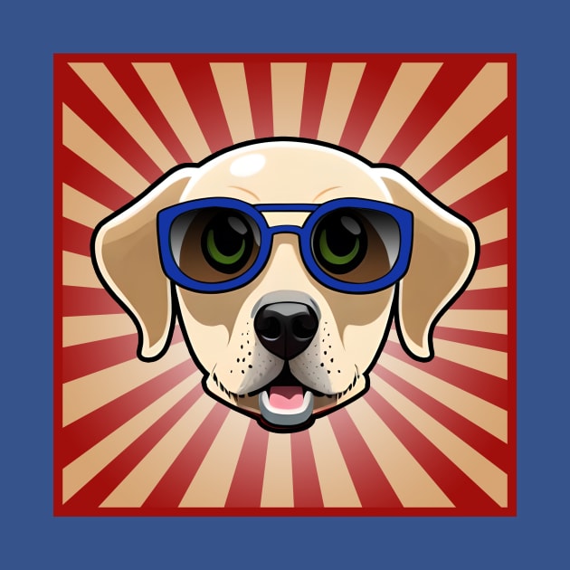 Dog Wearing Blue Sunglasses Golden Retriever by 4U2NV-LDN