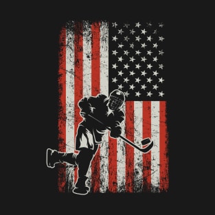 USA Flag Hockey Player T-Shirt