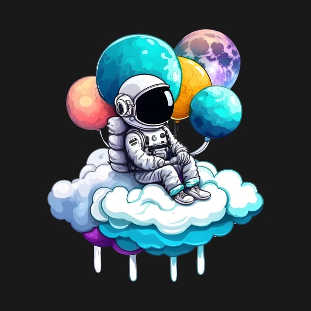 Astronaut Holding Planet Balloons by vamarik