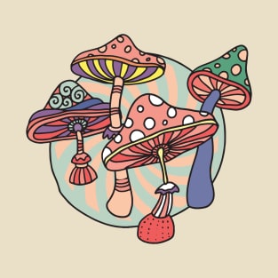 Retro Trippy  Mushrooms T-Shirt