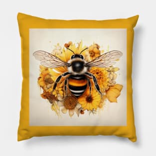 Friendly bee on flowers Pillow