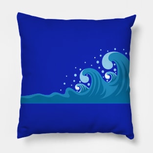 Monochromatic Blue Ocean Waves Pillow