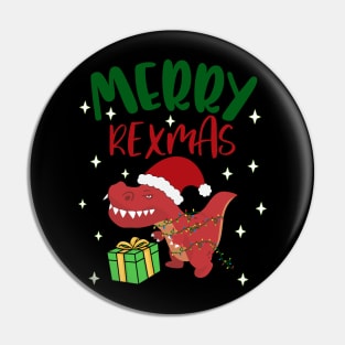 Funny Merry Rexmas TRex Cute Christmas Hat Merry Xmas Pin