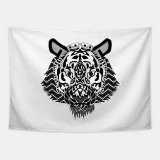 snow leopard ecopop tiger cat in the artic with mexican patterns Tapestry