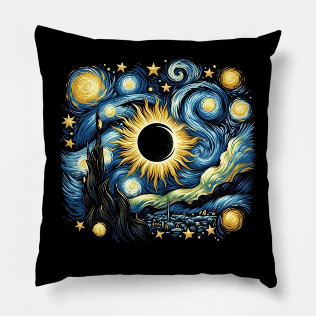 Eclipse Shirt 2024 Eclipse Tshirt Eclipse Shirt April 8 2024 Tee Eclipse 2024 Van Gogh Solar Eclipse Pillow by HoosierDaddy