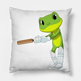 Frog at Cricket with Cricket bat Pillow