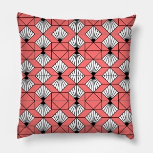 Art Deco Pattern no 93 - Pink - Geometric Motifs Pillow